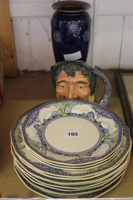 Doulton baluster vase, Doulton character jug The Fortune Teller & Doulton dinner service